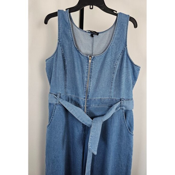 Derek Heart Sleeveless Denim Romper Jumpsuit - Blue - SZ L - Picture 2 of 12